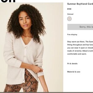 Reformation summer boyfriend cardigan in oatmeal